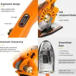 Carpet Cutting Tool - Electric Rotary Cutter for Fabric, Leather, and Carpet - 100mm Blade - 110-220V (110C)