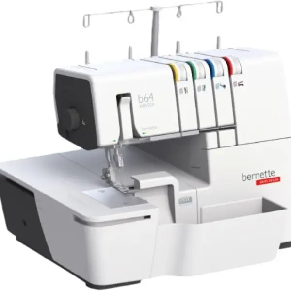 Bernette B64 Airlock Overlocker Sewing Machine with Automatic Air Threader, LED Light, Micro Thread Control - Heavy Duty Serger Quilting & Embroidery, Table
