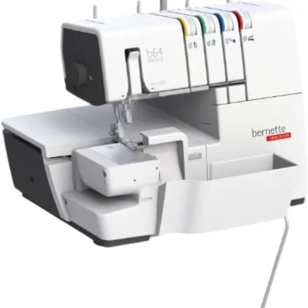 Bernette B64 Airlock Overlocker Sewing Machine with Automatic Air Threader, LED Light, Micro Thread Control - Heavy Duty Serger Quilting & Embroidery, Table