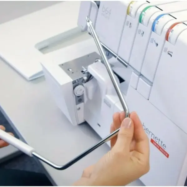 Bernette B64 Airlock Overlocker Sewing Machine with Automatic Air Threader, LED Light, Micro Thread Control - Heavy Duty Serger Quilting & Embroidery, Table
