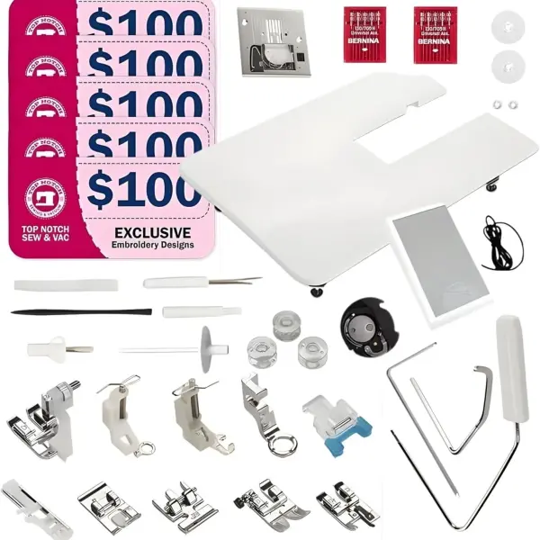 Bernette B79 Sewing Embroidery Machine Combo | Touchscreen LCD Display | Includes $500 Embroidery Kit | Quilting Presser Feet Bobbins Needle Threader LED Light