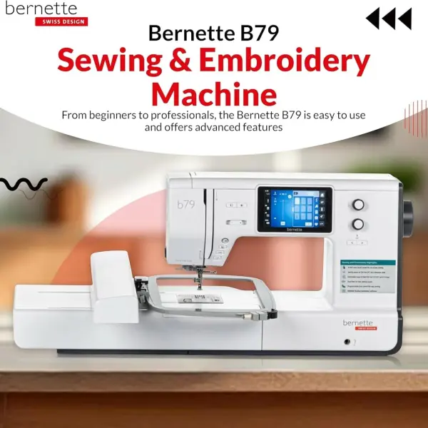 Bernette B79 Sewing Embroidery Machine Combo | Touchscreen LCD Display | Includes $500 Embroidery Kit | Quilting Presser Feet Bobbins Needle Threader LED Light