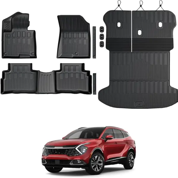 Floor Mats for Kia Sportage Gas 2023-2026, All Weather Floor Mats Trunk Cargo Liner with Backrest Protectors Accessories, Full Coverage Set (Not fit Hybrid)