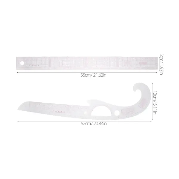 Curve Ruler Sewing Set for Garment Pattern Making and Tailoring, 2pcs French Curve Rulers for Clothing Design and Fabric Cutting, Multi-Functional Sewing Tools for Dressmakers
