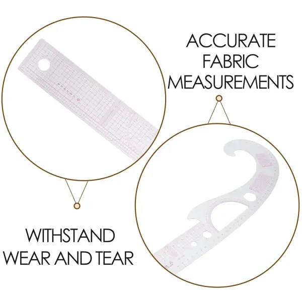Curve Ruler Sewing Set for Garment Pattern Making and Tailoring, 2pcs French Curve Rulers for Clothing Design and Fabric Cutting, Multi-Functional Sewing Tools for Dressmakers