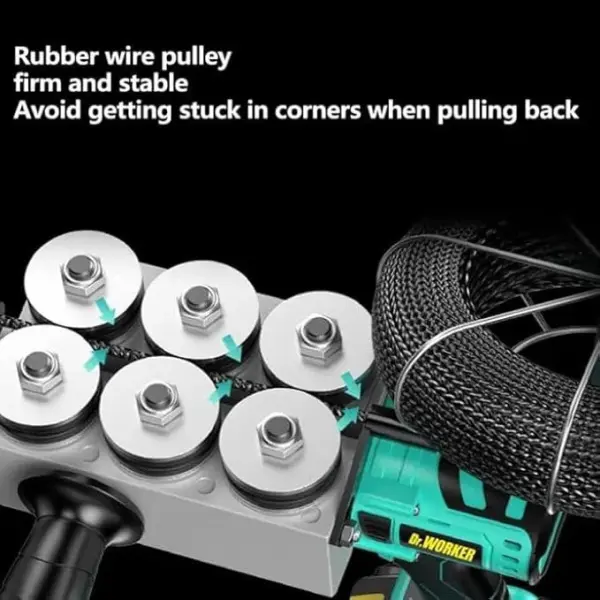 Electrician Pulling Dark Wire Pipe Threader Automatic Threading Machine Dark Wire Portable Electric Pulling Tool Lithium Threading with LED Lights,2x3000mA
