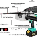 Electrician Pulling Dark Wire Pipe Threader Automatic Threading Machine Dark Wire Portable Electric Pulling Tool Lithium Threading with LED Lights,2x3000mA