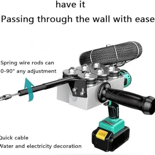 Electrician Pulling Dark Wire Pipe Threader Automatic Threading Machine Dark Wire Portable Electric Pulling Tool Lithium Threading with LED Lights,2x3000mA