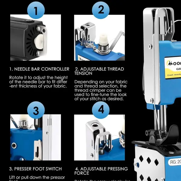 Bag Closer Machine Industrial Bag Closing Machine Bag Sewing Machine Automatic Woven Bag Sewer Packing Machine for Packing Bags Non-woven Fabrics Leather (GS7-017)