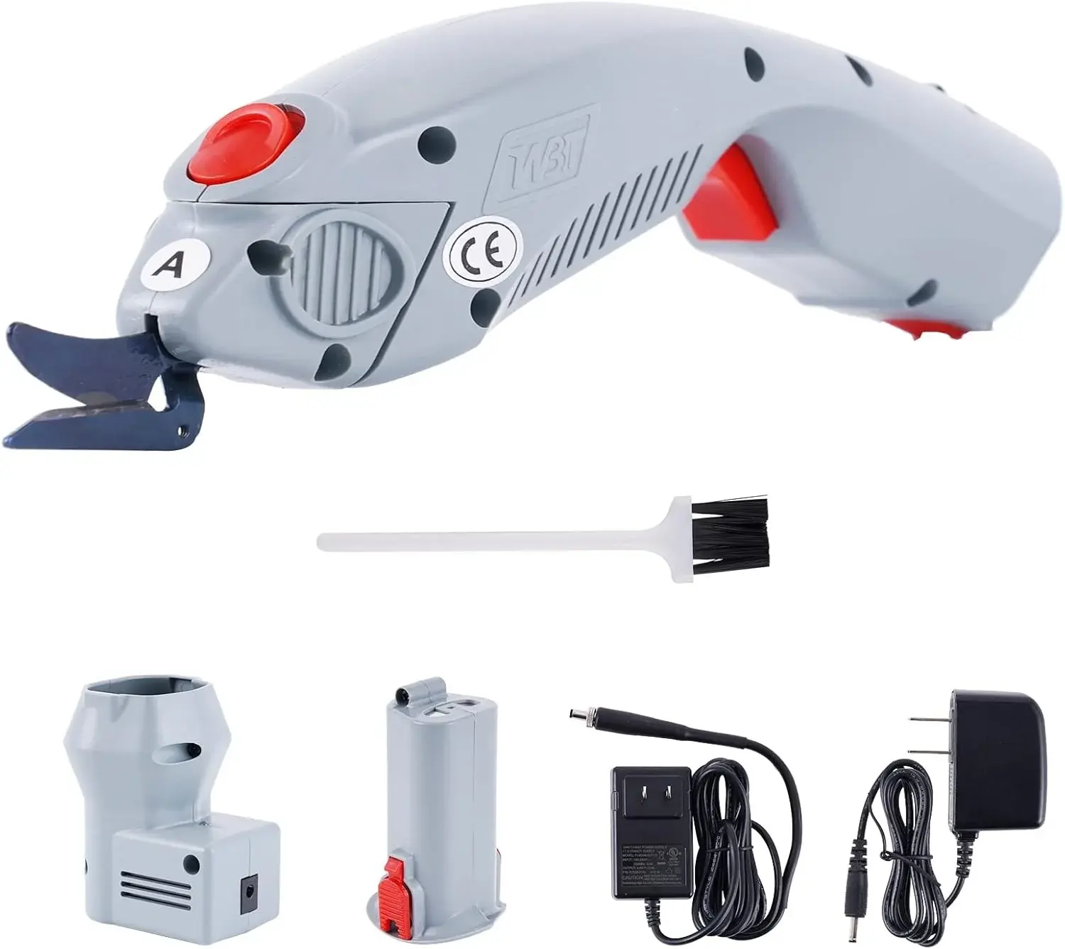 MXBAOHENG Wbt-1 Electric Fabric Scissors Cordless Cloth Cutter Rechargeable & Pluggable, for Cutting Carpet/Leather/Rubber/Paperboard (1 Battery & A Blade)