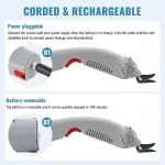 MXBAOHENG Wbt-1 Electric Fabric Scissors Cordless Cloth Cutter Rechargeable & Pluggable, for Cutting Carpet/Leather/Rubber/Paperboard (1 Battery & A Blade)
