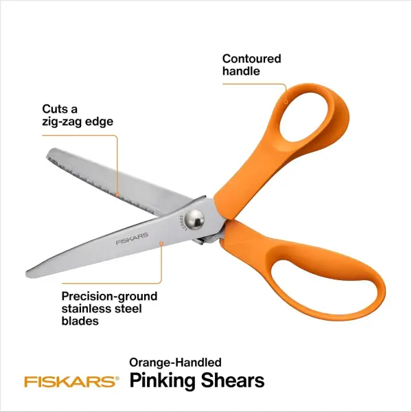 Fiskars Pinking Shears, Zig-Zag Edge, High Grade Stainless Steel Blades for Precision Cutting, Sewing and Crafting, Fabric Scissors, 8 Inches