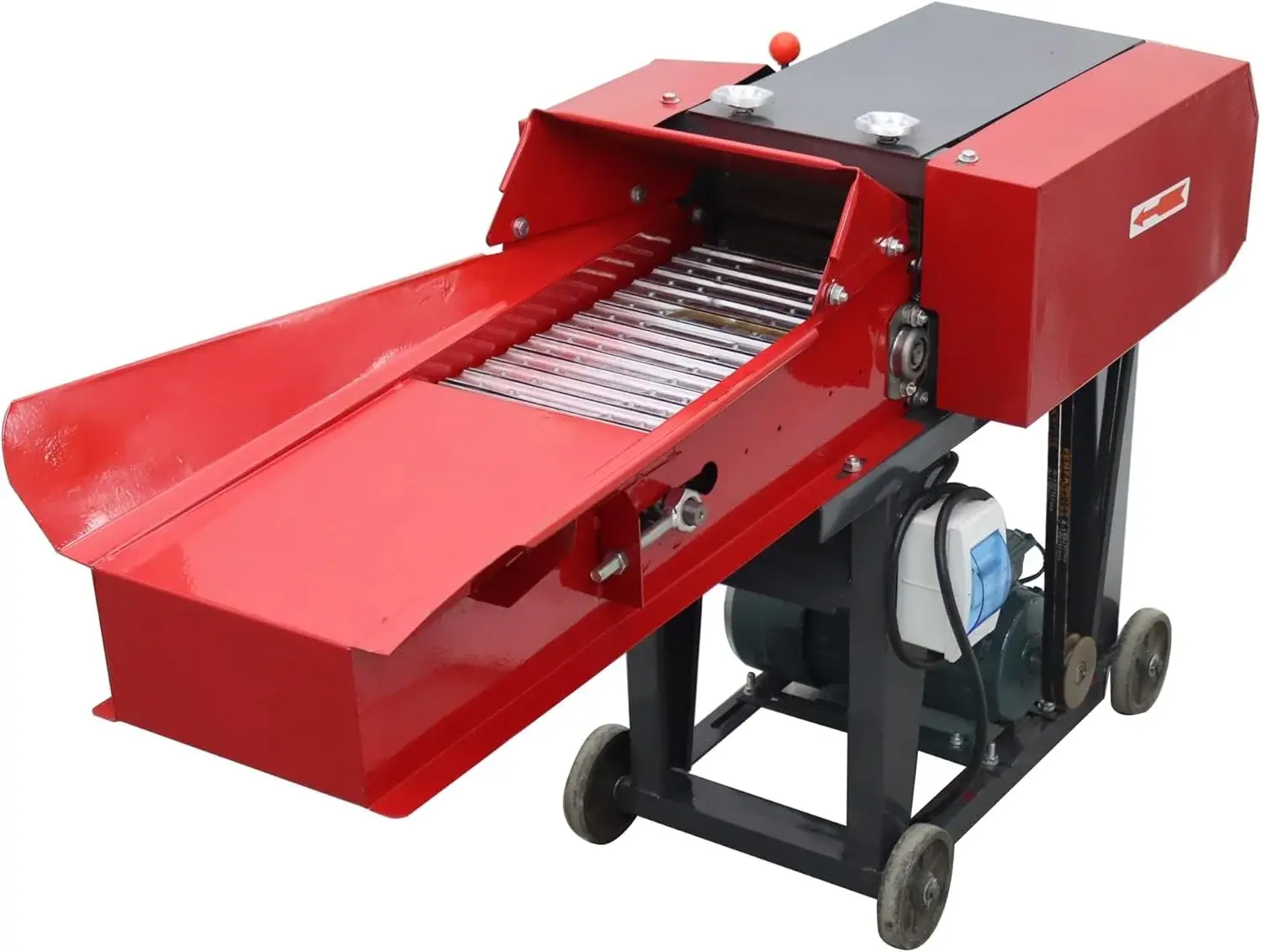 6-Blade Hay Cutter and Kneading Machine Grass Silage Machine Dry-Wet Straw Cutting Machine Crop Cutters with Chain Plate Type Conveyor 220V 3KW