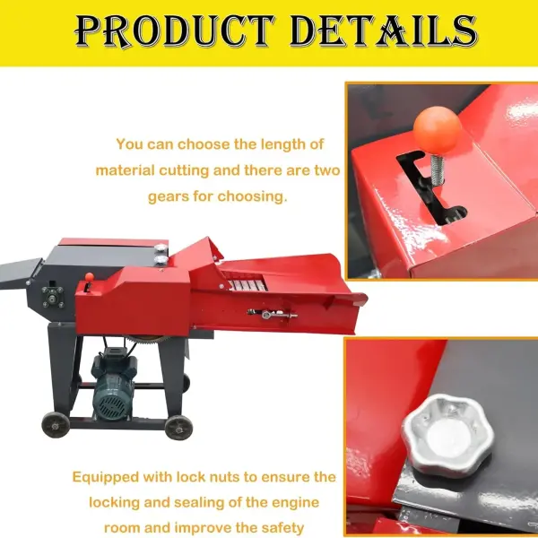 6-Blade Hay Cutter and Kneading Machine Grass Silage Machine Dry-Wet Straw Cutting Machine Crop Cutters with Chain Plate Type Conveyor 220V 3KW