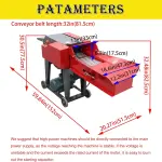 6-Blade Hay Cutter and Kneading Machine Grass Silage Machine Dry-Wet Straw Cutting Machine Crop Cutters with Chain Plate Type Conveyor 220V 3KW