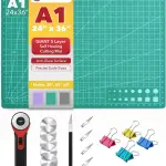 Mandala Crafts Self-Healing Cutting Mat Set – 24" x 36" A1 Green Double-Sided 5-Ply Mat with Fabric Cutter, Quilt Ruler & Craft Knife for Sewing, Quilting, Leather & Scrapbooking