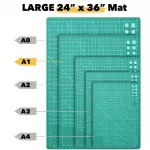 Mandala Crafts Self-Healing Cutting Mat Set – 24" x 36" A1 Green Double-Sided 5-Ply Mat with Fabric Cutter, Quilt Ruler & Craft Knife for Sewing, Quilting, Leather & Scrapbooking