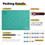 Mandala Crafts Self-Healing Cutting Mat Set – 24" x 36" A1 Green Double-Sided 5-Ply Mat with Fabric Cutter, Quilt Ruler & Craft Knife for Sewing, Quilting, Leather & Scrapbooking