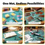 Mandala Crafts Self-Healing Cutting Mat Set – 24" x 36" A1 Green Double-Sided 5-Ply Mat with Fabric Cutter, Quilt Ruler & Craft Knife for Sewing, Quilting, Leather & Scrapbooking