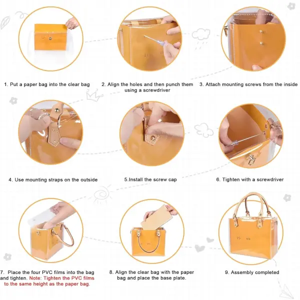 tusoo Clear TPU DIY Tote Bag Handbag Making Kit Handmade Gift Bags for Women, Handbag Tool Set Birthday Holiday Bag Making Kit (Clear-D)