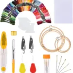 4HMENGFE 100 Colors/Set Sewing Tool Cross Stitch with Bamboo Ring e Embroidery Handmade Hoop Round Sewing Needlework Kits (Color : 100 Colors)
