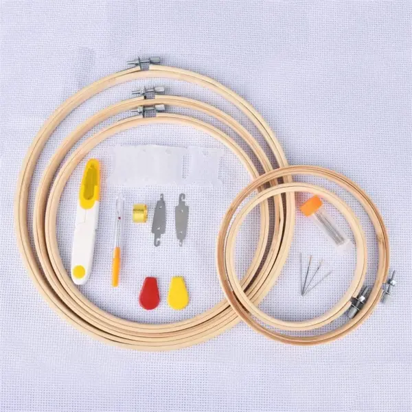 4HMENGFE 100 Colors/Set Sewing Tool Cross Stitch with Bamboo Ring e Embroidery Handmade Hoop Round Sewing Needlework Kits (Color : 100 Colors)