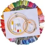 4HMENGFE 100 Colors/Set Sewing Tool Cross Stitch with Bamboo Ring e Embroidery Handmade Hoop Round Sewing Needlework Kits (Color : 100 Colors)