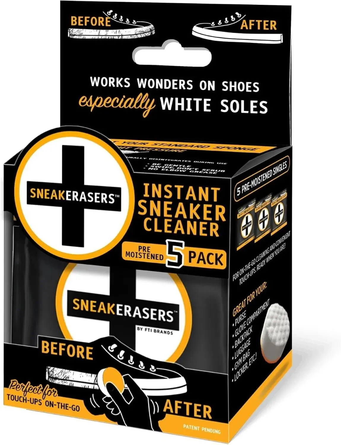 SneakERASERS Instant Sneaker Cleaner Sponge, Effective Shoe Cleaning for White Sneakers, Tennis Shoes -
