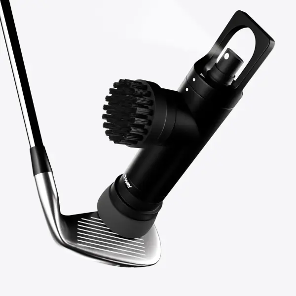 Golf Club Brush Cleaner with Water Spray Bottle and Sponge - Clean Golf Clubs Golf Balls Shoes All at Once - Heavy Duty - Golf Cleaning Device - Golf Accessories- USA Company (Matte Black)