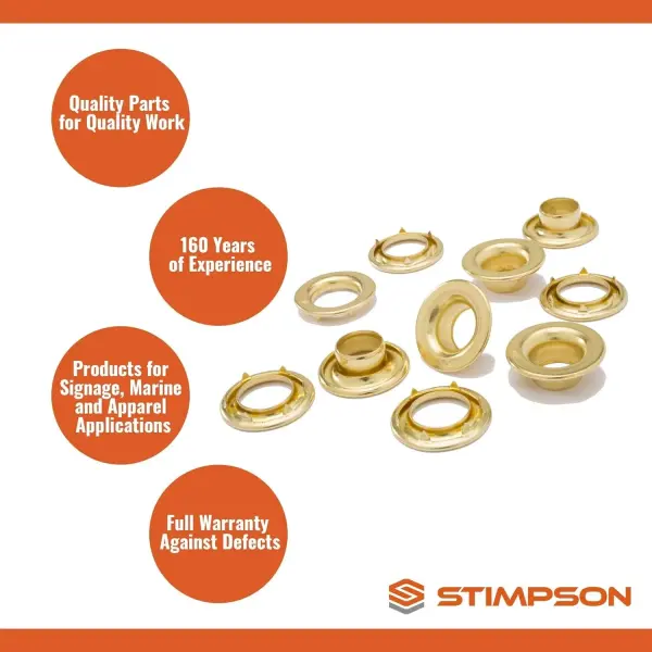Stimpson Self-Piercing Grommet and Washer Set - Heavy-Duty Stainless Steel Grommets for Fabric, Leather, and Tarp - 2XL Grommet Tool Kit for Eyelet, Hole Punch, and Rivet - 4,000 Sets, Durable, Strong