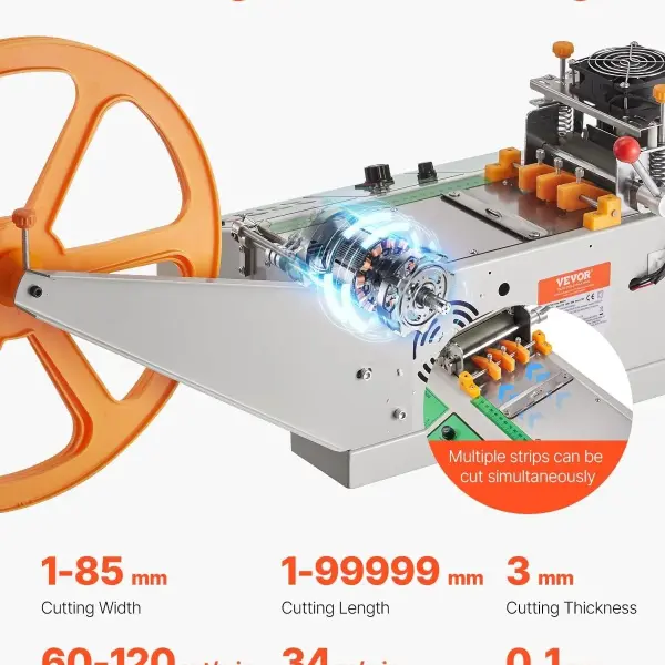 VEVOR Automatic Webbing Cutting Machine, Hot and Cold Ribbon Cutting Machine with Adjustable Temperature and LCD Display, Auto Zipper Tapes Cutter for Nylon Webbing, Elastic Bands, Shoelaces