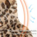 Women's Faux Fur Boots Furry Snow Boots Fuzzy Winter Shoes Fluffy Mid-Calf Flat Boots