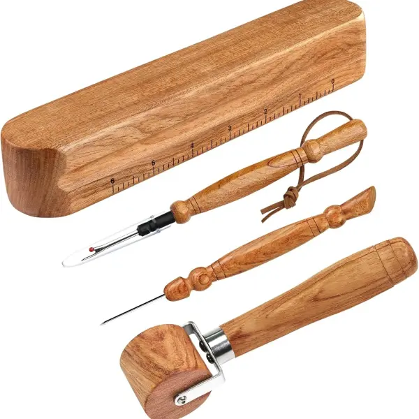 Savina Set 4 - Tailor Clapper/Seam Roller/Stiletto/Seam Rippers for Sewing - Wooden Sewing Quilting Tools