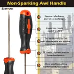 WEDO Non-Sparking Awl Tools,3PCS Fiberglass Handle Sewing Awl for Sewing,Scratch Wood, Leather, Punch, Beryllium Copper,DIN Standard,BAM & FM Certificate,4” Blade Length,3mm Diameter