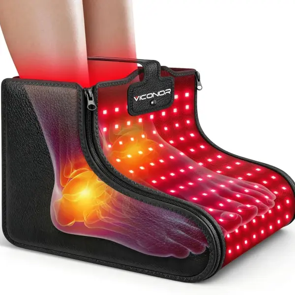 Viconor Red Light Therapy for Feet, Red Light Therapy Shoe Wraps for Feet and Ankle Neuropathy Relief - Portable Infrared Light Therapy Device for Foot & Ankle, Zipper Removable Adjustable Timer