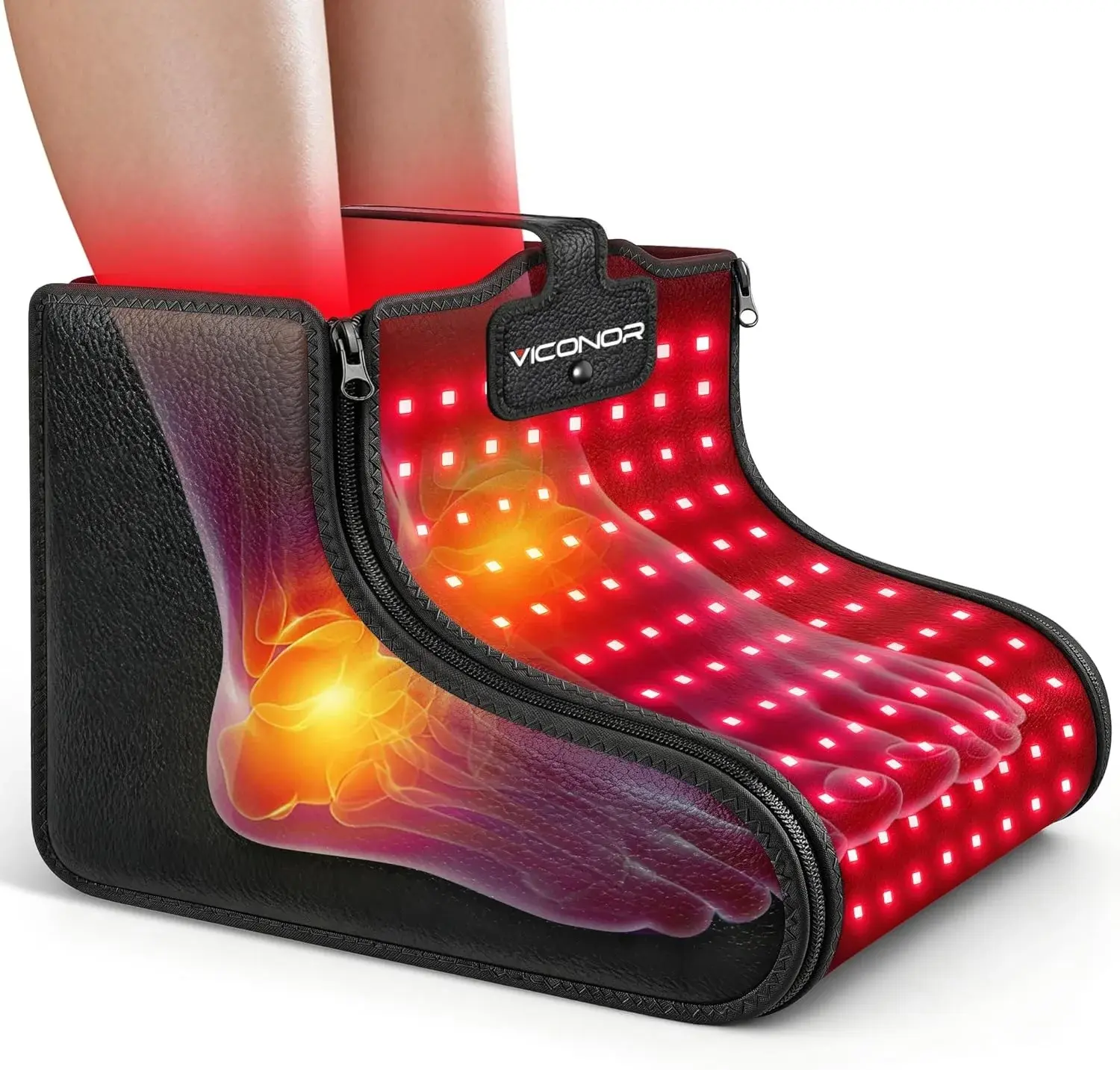 Viconor Red Light Therapy for Feet, Red Light Therapy Shoe Wraps for Feet and Ankle Neuropathy Relief - Portable Infrared Light Therapy Device for Foot & Ankle, Zipper Removable Adjustable Timer
