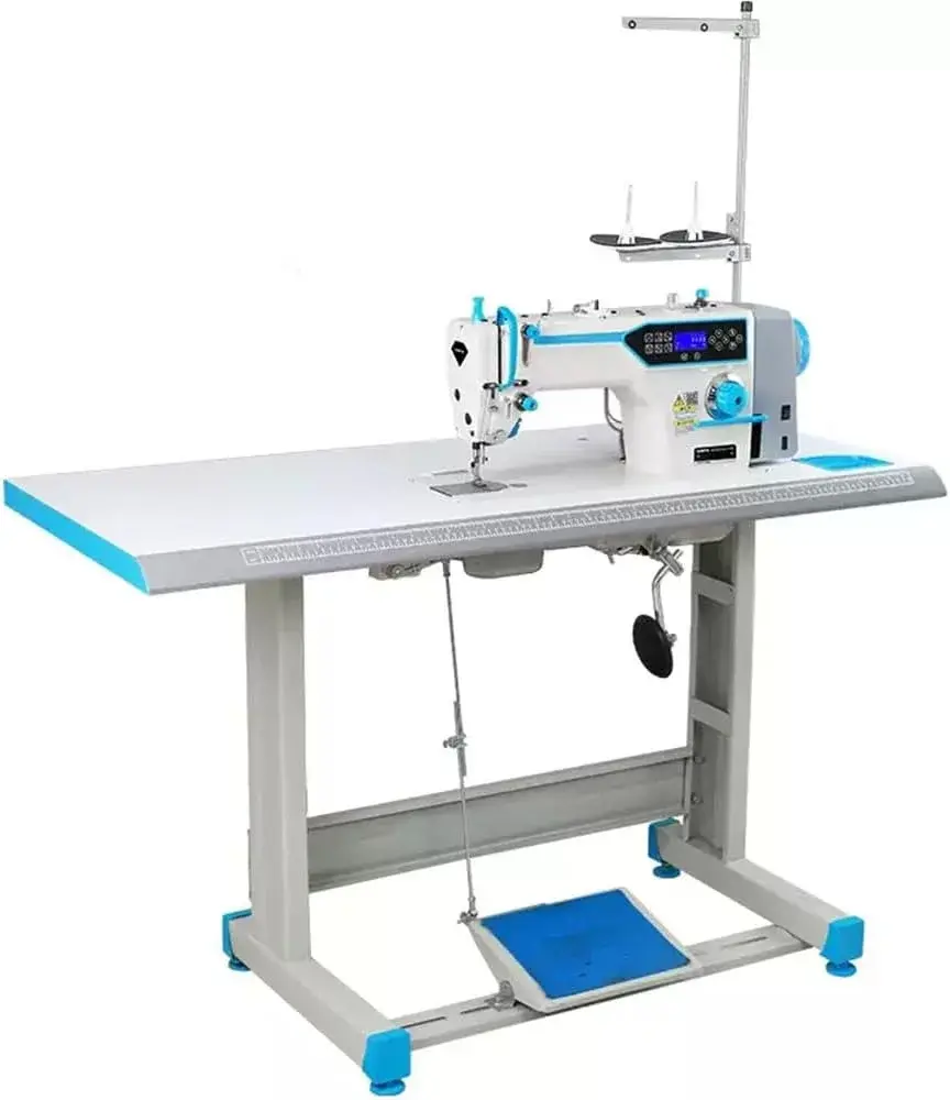 Industrial Fully Automatic Lockstitch Sewing Machine with Motor, Table Stand and LED Sewing Light DIY 220V