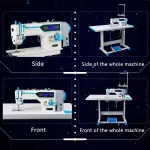 Industrial Fully Automatic Lockstitch Sewing Machine with Motor, Table Stand and LED Sewing Light DIY 220V