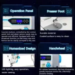 Industrial Fully Automatic Lockstitch Sewing Machine with Motor, Table Stand and LED Sewing Light DIY 220V