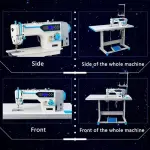 Industrial Fully Automatic Lockstitch Sewing Machine with Motor, Table Stand and LED Sewing Light DIY 220V