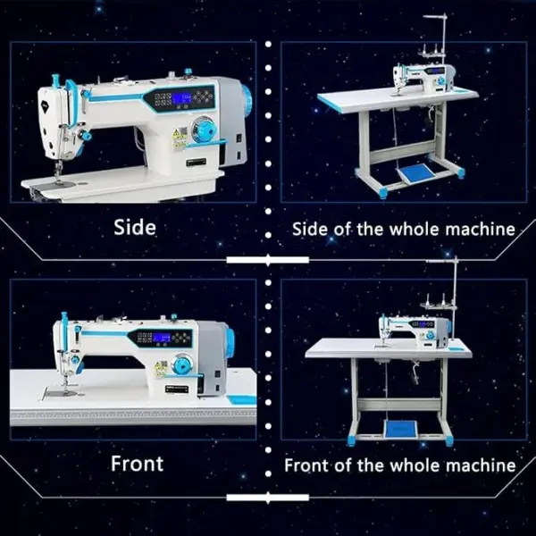 Industrial Fully Automatic Lockstitch Sewing Machine with Motor, Table Stand and LED Sewing Light DIY 220V
