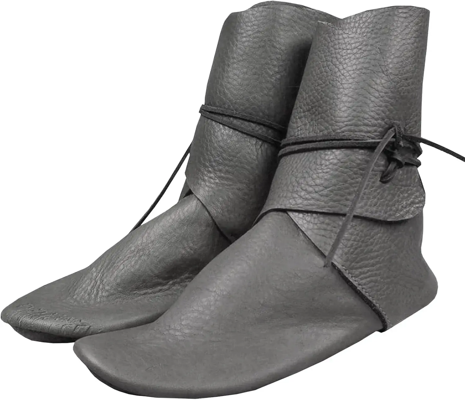Syktkmx Mens Renaissance Boots Slip on Lace Up Medieval Cosplay Western Pirate Viking Tied Halloween Cuff Shoes