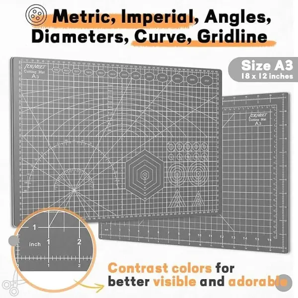Premium 5 Pcs Self Healing Cutting Mat 18'' x 12'', A3 Non-slip Sewing Mat for Quilting, 5-Ply Rotary Cutting Board Double-Sided for Crafts Cutting Fabric Scrapbooking Modeling Projects