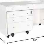 Kangaroo & Joey K8811 Sewing Cabinet – Dual Rail Electric Lift, Adjustable Sewing Table with Storage for Quilting & Crafting, Teak Finish