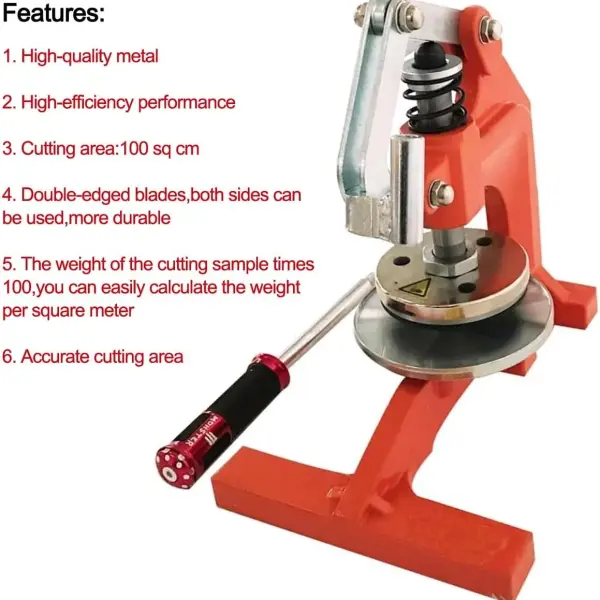 INTBUYING Hand Pressure Sampling Knife Textile Fabric gram Instrument Round Sample Cutter Textile Carpet Sample Cutter