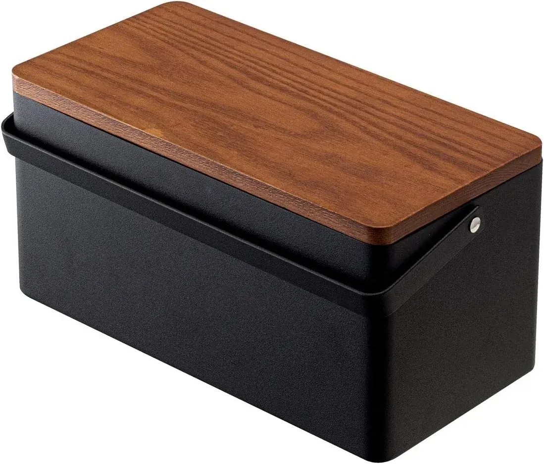 YAMAZAKI 5061 Sewing Box, Black, Approx. W10.6 x D 5.5 x H 5.3 inches (27 x 14 x 13.5 cm), Tower, Movable Tray with Handle