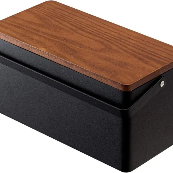 YAMAZAKI 5061 Sewing Box, Black, Approx. W10.6 x D 5.5 x H 5.3 inches (27 x 14 x 13.5 cm), Tower, Movable Tray with Handle