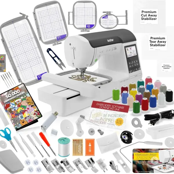 Brother SE2000 Sewing and Embroidery Machine Bundle - 5" x 7" Field, Cuts Jump Stitches, Wireless LAN, Includes 4 Hoops, 20 Premium Threads, Stabilizer Sheets, 50,000+ Designs, Accessories & More