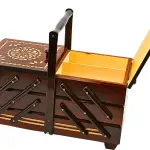 Dekohelden24 Sewing Box Made of Veneer Wood with 7 compartments in Brown, L/W/H 42 x 20 x 21 cm, 42 cm