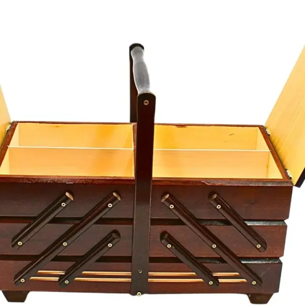 Dekohelden24 Sewing Box Made of Veneer Wood with 7 compartments in Brown, L/W/H 42 x 20 x 21 cm, 42 cm